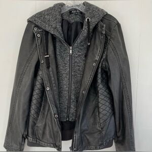 Mo-Ka Miriam Faux Leather Jacket with Hoodie Women’s Size MEDIUM